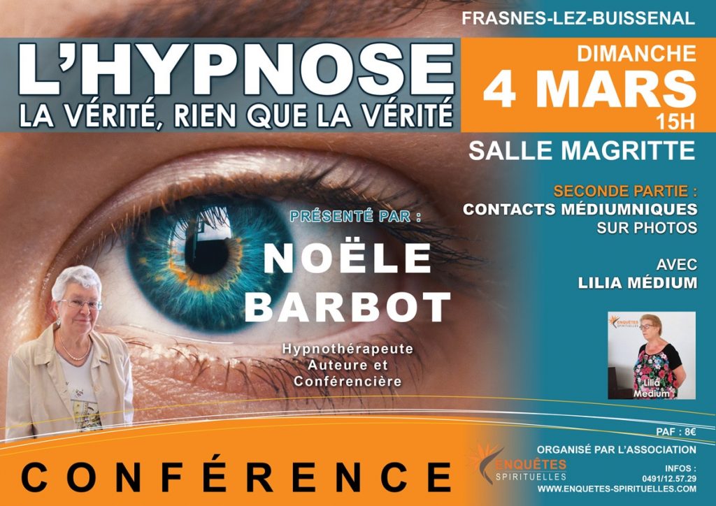 Conférence sur l&rsquo;Hypnose – Dimanche 4 Mars 2018